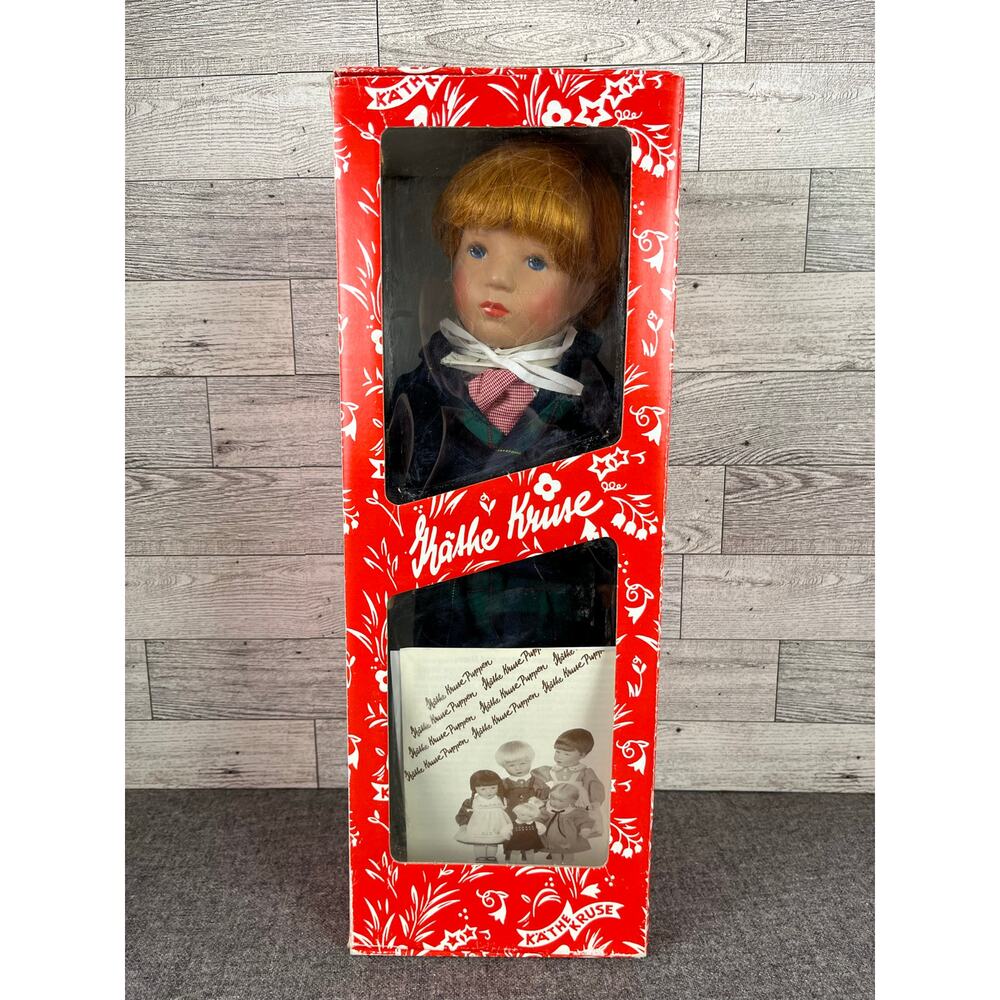KATHE KRUSE PIETER Irish Lad 35H 14.5 Doll NIB Plaid Outfit Spiel Gut Seal